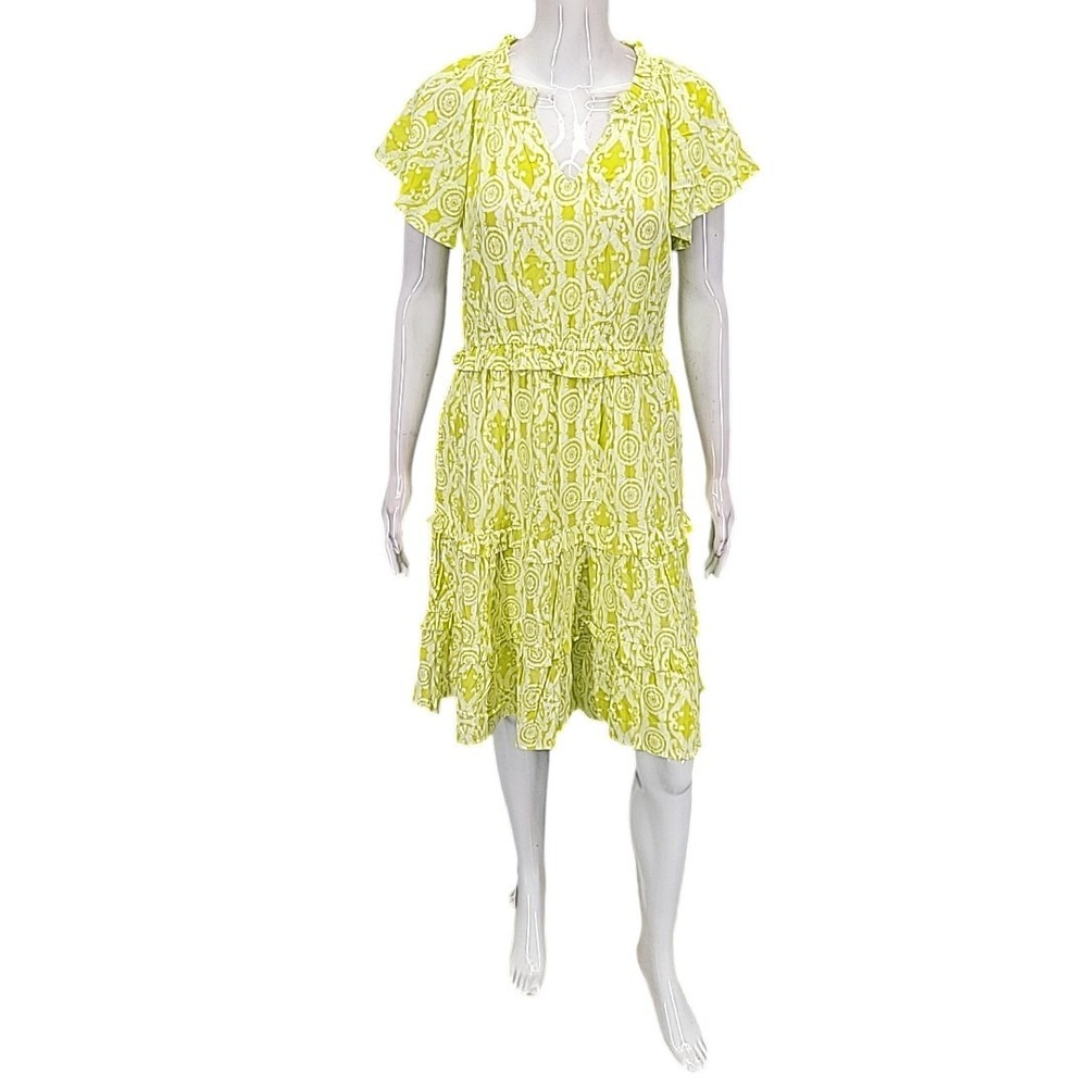 Destination 365 Women's Printed Tiered Sunny Dress Petite Small Sz Lime